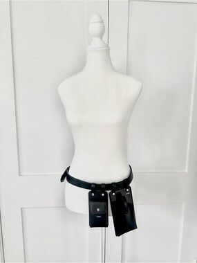 Fendi Black Leather Belt with Detachable Pouches